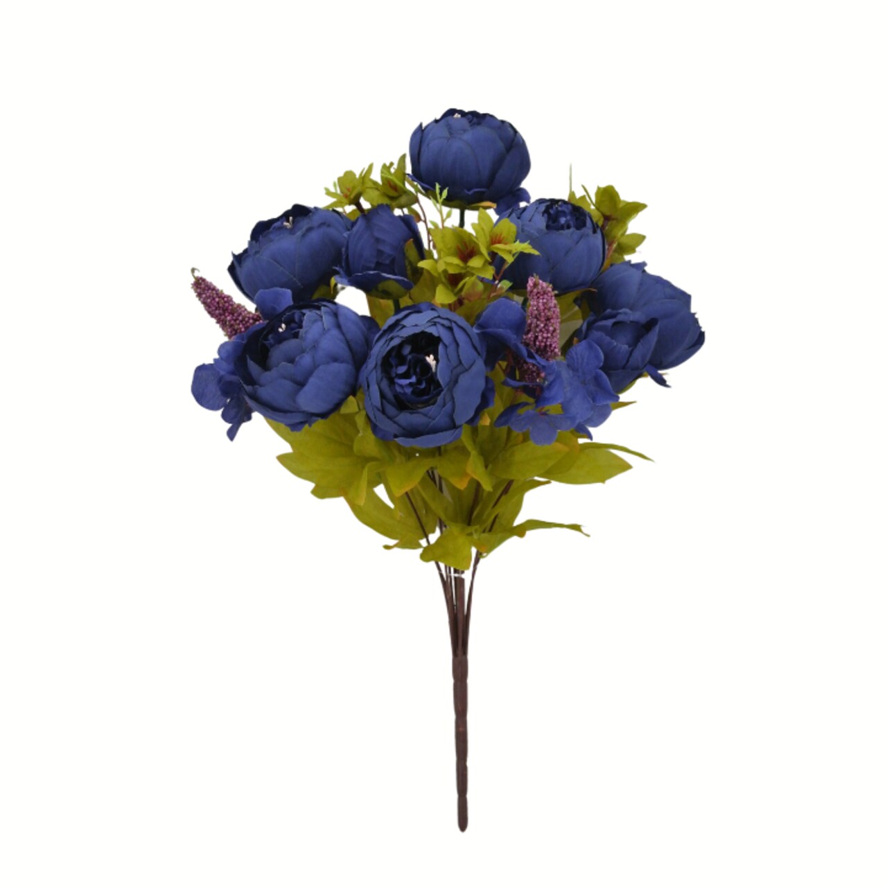 20” Artificial Royal Blue Peony Bush – Faux Peony Bouquet with 13 Stems-63220-RO.BL